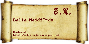 Balla Medárda névjegykártya